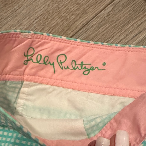 Lilly Pulitzer Mint Checkered Scalloped Shorts - Picture 2 of 4